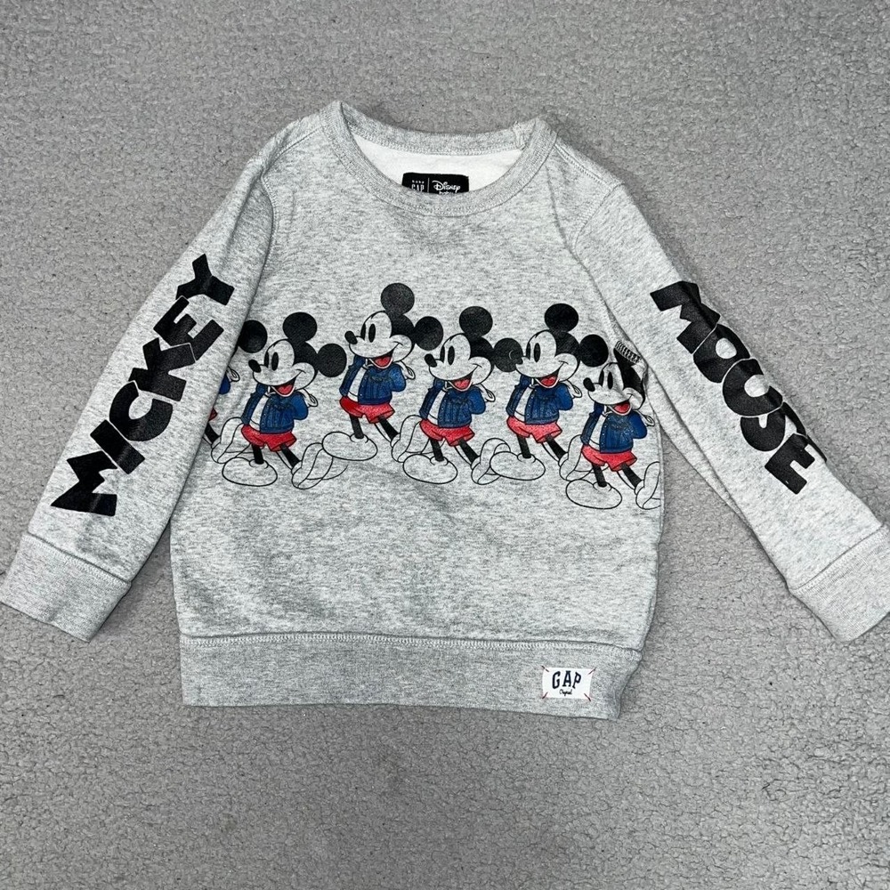 Baby‎ Gap x Disney Mickey Mouse Sweater Toddler Sz 4 Years Gray 2 Sided Pullover